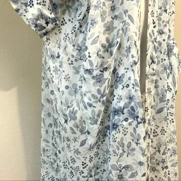 Rachel Zoe sheer white and blue flower chiffon long kimono - Picture 7 of 7